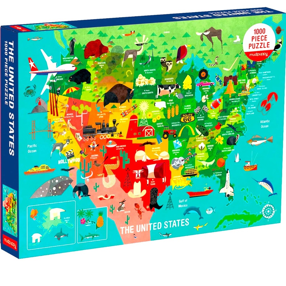 The United States 1000 Piece Family Puzzle by mudpuppy Map of USA jigsaw puzzle
